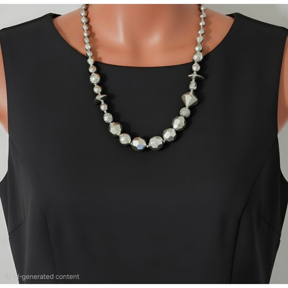 Sonoma Goods For Life Silver Tone Chunky Geometric Beaded Statement Necklace